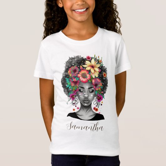 フローラエレガントアフロ女性 Tシャツ (正面)