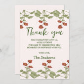 フローラエレガントアンスリウム赤ちゃんシャワーメッセージ サンキューカード (正面/裏面)