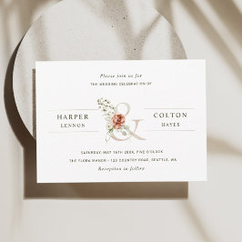 フローラエレガントアンパサンド水結婚色 招待状