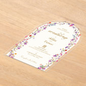 フローラエレガントアーチアクリル結婚式招待状 アクリル招待状 (レイダウン)