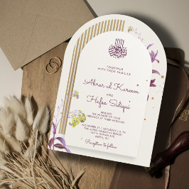 フローラエレガントアーチイスラーム結婚モノグラム 招待状