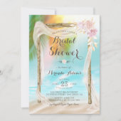 フローラエレガントアーチトロピカルビーチブライダルシャワー 招待状 (正面)