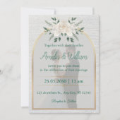 フローラエレガントアーチ結婚式招待状と金ゴールド 招待状 (正面)