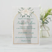 フローラエレガントアーチ結婚式招待状と金ゴールド 招待状 (スタンド正面)