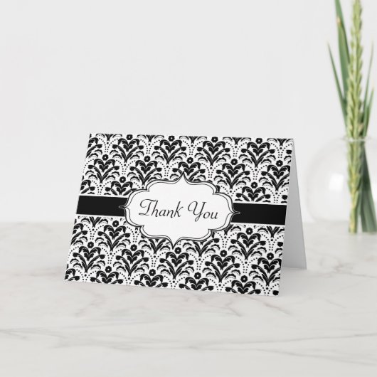 フローラエレガントアールデコダマスク1930sパターン サンキューカード (正面)