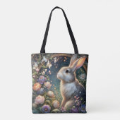 フローラエレガントアールヌーボーバニーイースター トートバッグ (裏面)