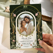 フローラエレガントアールヌーボー日付写真を保存 招待状