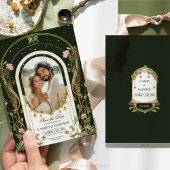 フローラエレガントアールヌーボー日付写真を保存 招待状