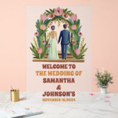 フローラエレガントア結婚チ歓迎フロステッド アクリルサイン (ウェディング)