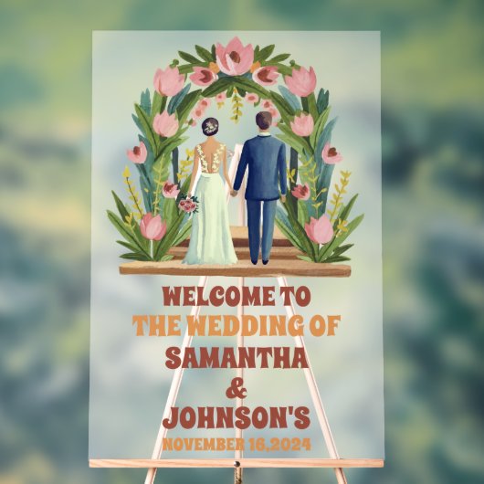 フローラエレガントア結婚チ歓迎フロステッド アクリルサイン (ニュートラル)