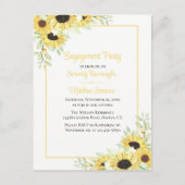 フローラエレガントイエローサンフラワーズ婚約パーティ インビテーションポストカード (正面)