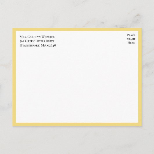 フローラエレガントイエローサンフラワーリハーサルディナー インビテーションポストカード (裏面)