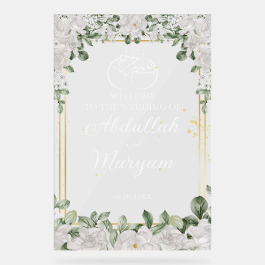 フローラエレガントイスラム結婚教徒の歓迎 アクリルサイン (正面)