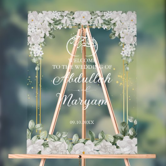 フローラエレガントイスラム結婚教徒の歓迎 アクリルサイン (ニュートラル)