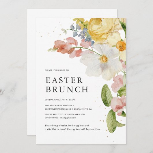 フローラエレガントイースターブランチ招待状 招待状 (正面/裏面)