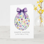 フローラエレガントイースター卵(弓ありパーソナライズされた) カード (黄色い花)