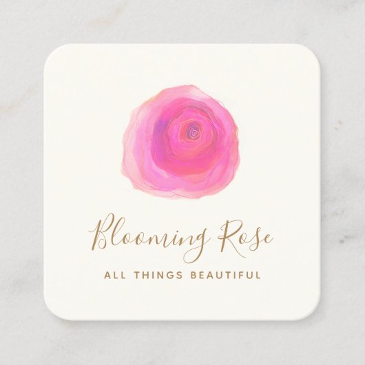 フローラエレガントウォーター色バラスクエアバス スクエア名刺 (正面)