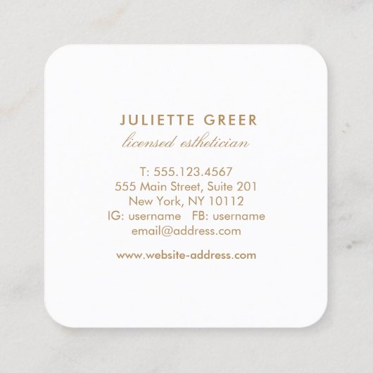 フローラエレガントウォーター色バラスクエアバス スクエア名刺 (裏面)