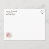 フローラエレガントウォーター色ピンクローズブライダルシャワー インビテーションポストカード (裏面)