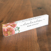 フローラエレガントウォーモダンターカラーパステル赤面ピンク デスクネームプレート (側面)