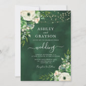 フローラエレガントエメラルドグリーンとクリームズ結婚ーズ 招待状 (正面)