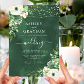 フローラエレガントエメラルドグリーンとクリームズ結婚ーズ 招待状