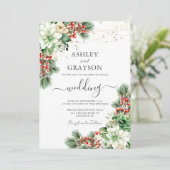 フローラエレガントエメラルドグリーン冬の結婚式 招待状 (スタンド正面)