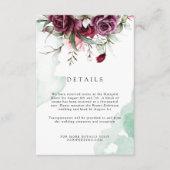 フローラエレガントエメラルドグリーン&ブルゴーニュ結婚ーズ エンクロージャーカード (正面)