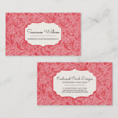 フローラエレガントエンボスダークピンク名刺 名刺 (正面/裏面)