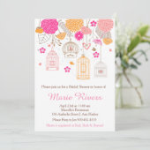 フローラエレガントオレンジとピンクのブライダルシャワー 招待状 (スタンド正面)