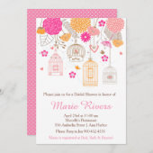 フローラエレガントオレンジとピンクのブライダルシャワー 招待状 (正面/裏面)