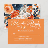 フローラエレガントオレンジ&ブルーバラ結婚ズ 出欠カード (正面/裏面)