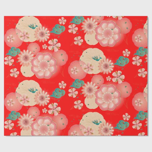 フローラエレガントオーナメント春ピーチガーデン ラッピングペーパー (フラット)