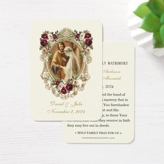 フローラエレガントカソリッ結婚クの祈りの言葉カード (デスク)