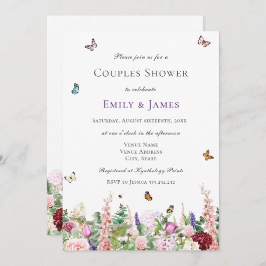 フローラエレガントカップルのシャワー 招待状 (正面/裏面)