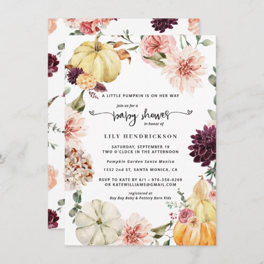 フローラエレガントカボチャ |秋の赤ちゃんシャワー (正面/裏面)