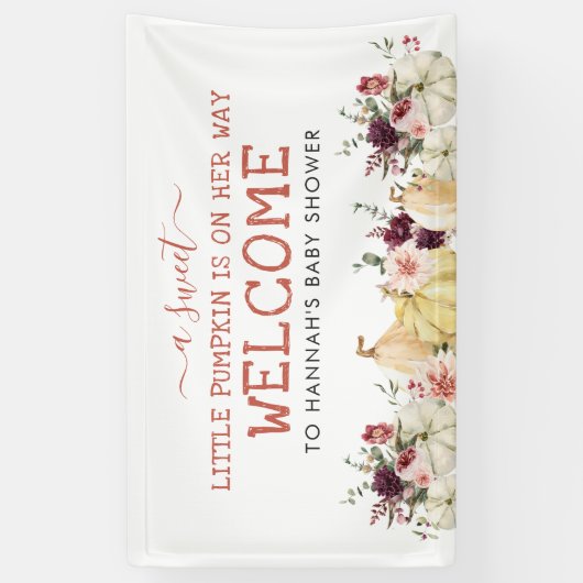 フローラエレガントカボチャ |秋の赤ちゃんシャワー 横断幕 (縦)