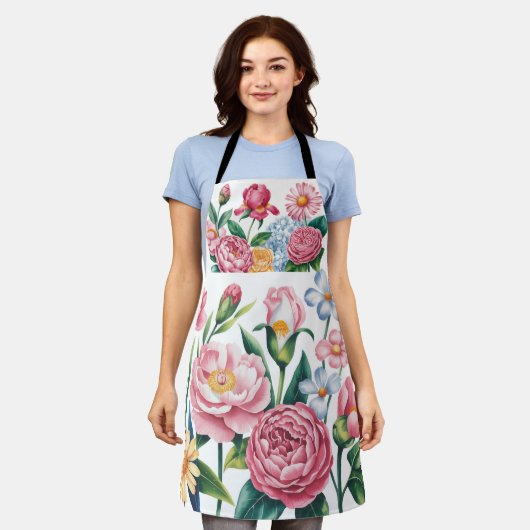 フローラエレガントガーデンアートエプロン エプロン (着用した状態)