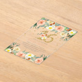 フローラエレガントガールズスウィート16誕生日 アクリル招待状 (レイダウン)