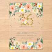 フローラエレガントガールズスウィート16誕生日 アクリル招待状 (正面)