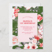 フローラエレガントガールズ1歳の誕生日 招待状 (正面)