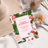 フローラエレガントガールズ1歳の誕生日 招待状