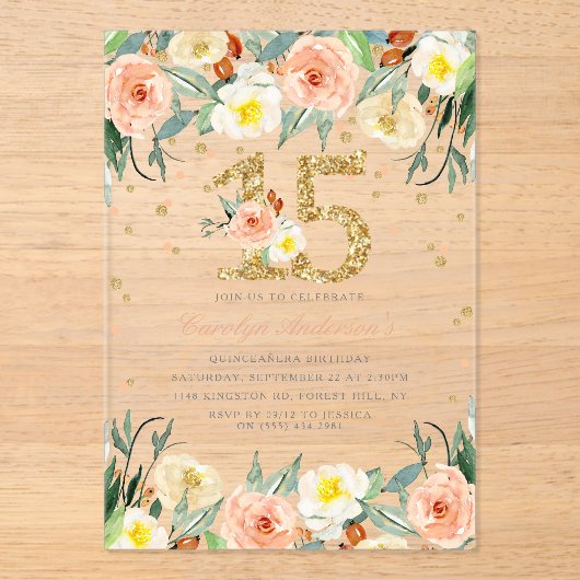 フローラエレガントガールズ15誕生日 アクリル招待状 (正面)