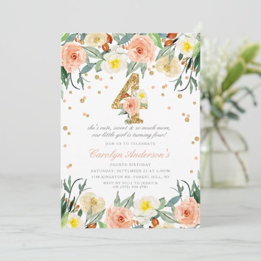 フローラエレガントガールズ4th誕生日招待状 招待状 (スタンド正面)