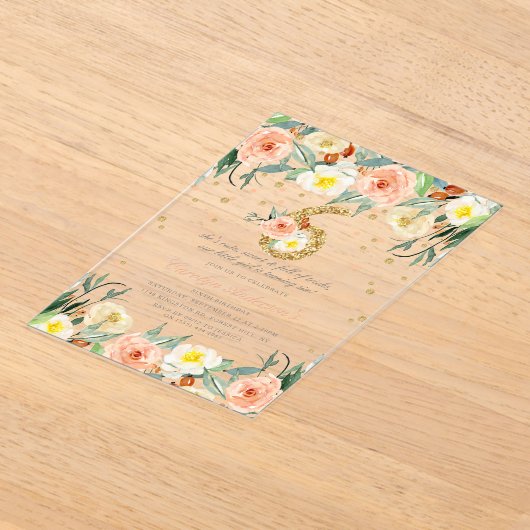 フローラエレガントガールズ6位誕生日 アクリル招待状 (レイダウン)