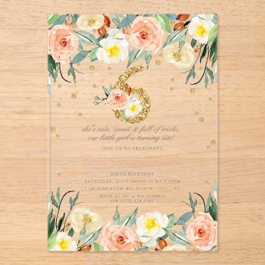 フローラエレガントガールズ6位誕生日 アクリル招待状 (正面)