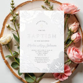 フローラエレガントガールバプティスシルバーフォイル 箔招待状