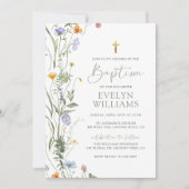 フローラエレガントガールバプテスマと《キリスト教》洗礼式や命名式写真 招待状 (正面)