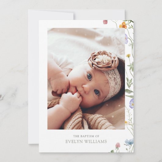 フローラエレガントガールバプテスマと《キリスト教》洗礼式や命名式写真 招待状 (裏面)