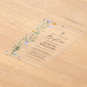 フローラエレガントガールバプテスマと《キリスト教》洗礼式や命名式 アクリル招待状 (レイダウン)